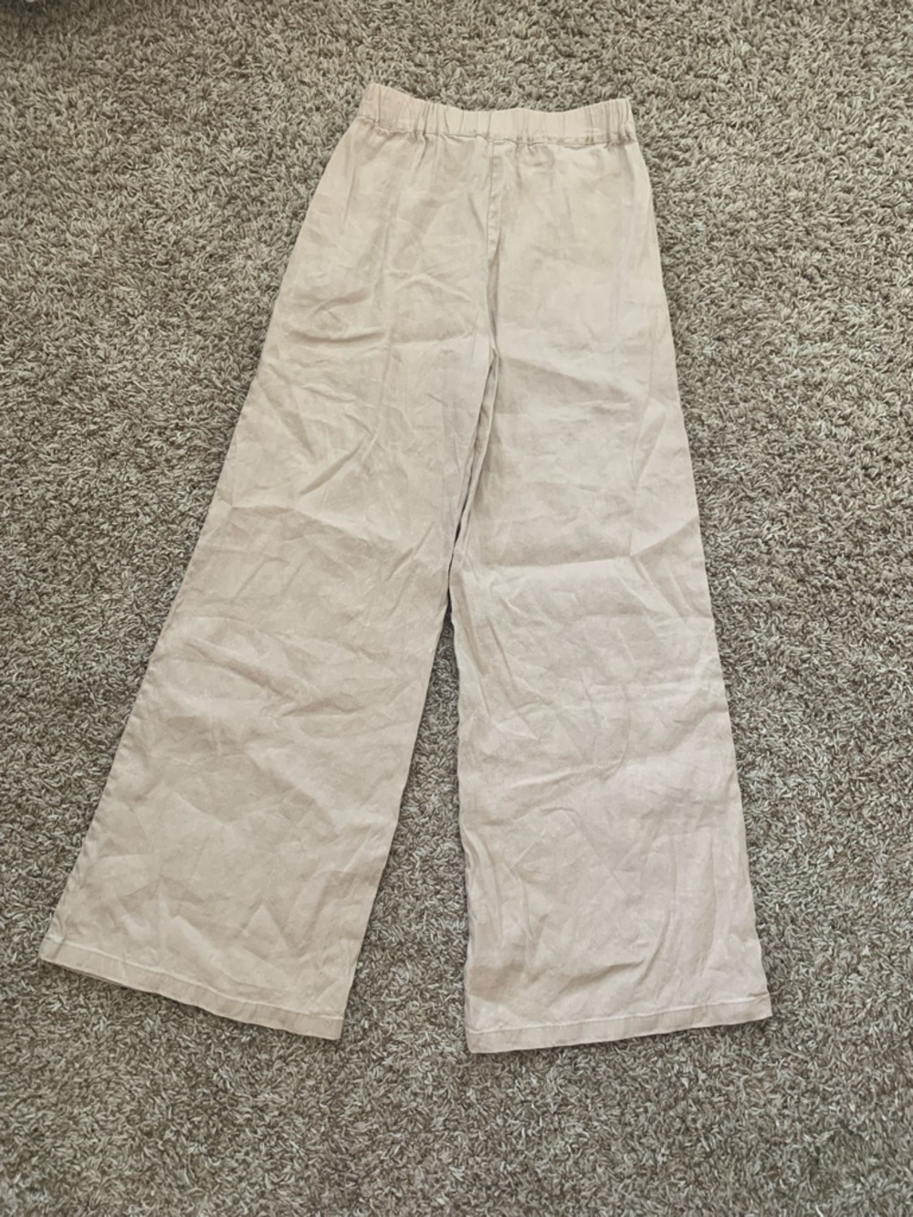 NWOT Women’s Gianni Bini Beige Khaki Elastic Waist Linen Blend Wide Leg Pants - Picture 8 of 8